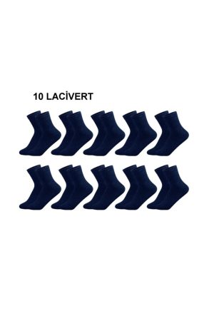 10 Çift Erkek Lacivert Soket Çorap 4 Mevsim Dayanıklı Topuk Ve Burun