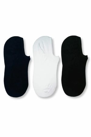 3 Çift Kadın Siyah-beyaz Bambu Görünmez (sneaker) Spor Ayakkabı Çorabı