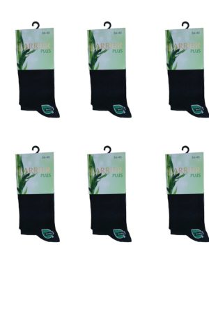 6 Çift Bambu Kadın Soket Çorap-siyah