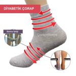 6 Çift Çok Renkli Bambu Erkek Şeker Çorabı Diyabetik