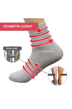 6 Çift Çok Renkli Bambu Erkek Şeker Çorabı Diyabetik