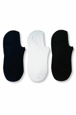 3 Çift Kadın Siyah-beyaz Bambu Görünmez (sneaker) Spor Ayakkabı Çorabı