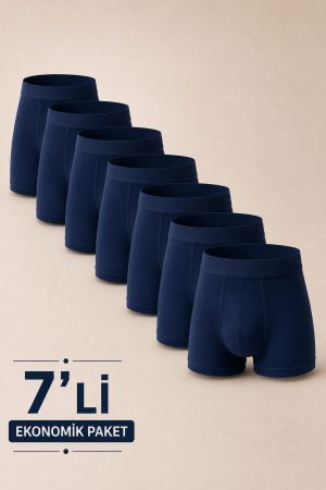 Ekomomik Erkek Boxer Çok Renkli Lastikli 7' li