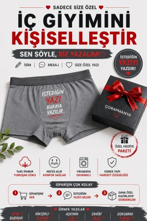 Size Özel Yazılı Erkek Boxer Çok Renkli İnce Bel Lastikli