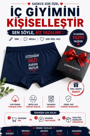 Size Özel Yazılı Erkek Boxer Çok Renkli İnce Bel Lastikli