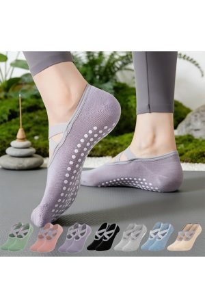 4 Çift Çok Renkli Kadın Silikonlu Kaydırmaz Yoga - Pilates Çorabı