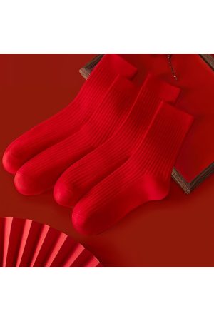 4 Çift Unisex Kırmızı Çizgisiz / Derbyli Kolej Tenis Çorap
