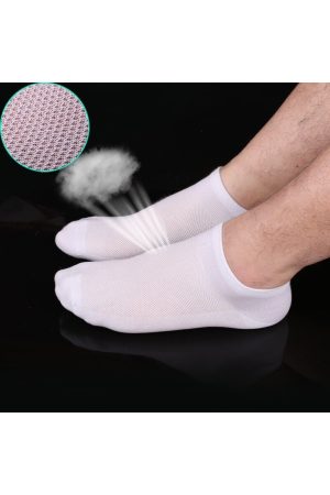 6 Çift Erkek Beyaz Bambu Görünmez (sneaker) Spor Ayakkabı Çorabı