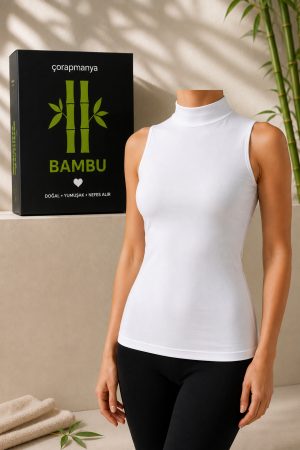Kadın Bambu Sıfır Kol Balıkçı Yaka Atlet Çok Renkli