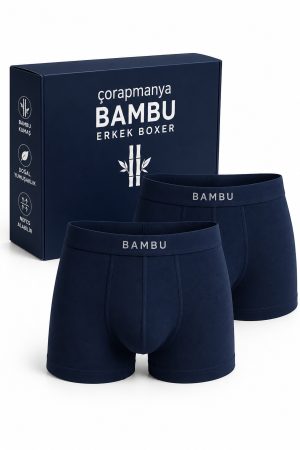 Erkek Bambu Boxer Çok Renkli İnce Bel Lastikli 2' li