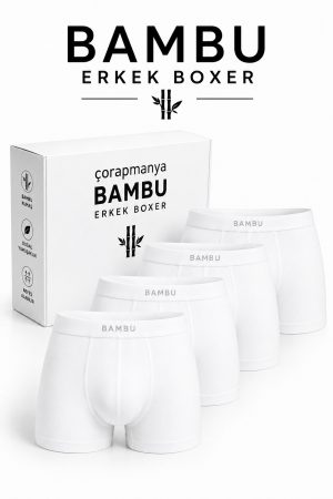 Erkek Bambu Boxer Çok Renkli İnce Bel Lastikli 4' lü