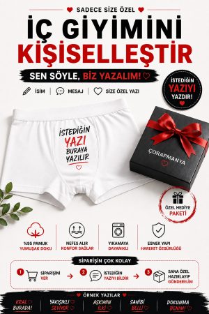 Size Özel Yazılı Erkek Boxer Çok Renkli İnce Bel Lastikli