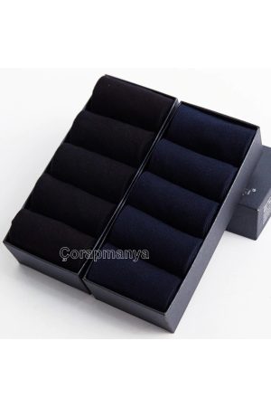 10 Çift Bambu Erkek Dikişsiz Siyah+lacivert Soket Çorap 4 Mevsim Dayanıklı Topuk Ve Burun