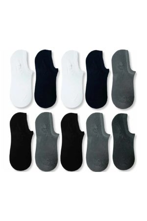 10 Çift Erkek Çok Renkli Bambu Görünmez (sneaker) Spor Ayakkabı Çorabı