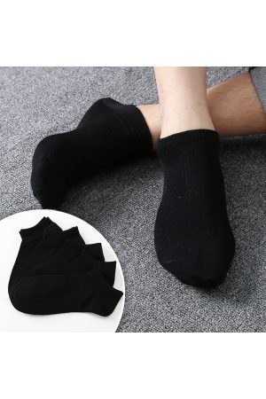 5 Çift Bambu Dikişsiz Siyah Erkek Patik Çorap Bilek Boy