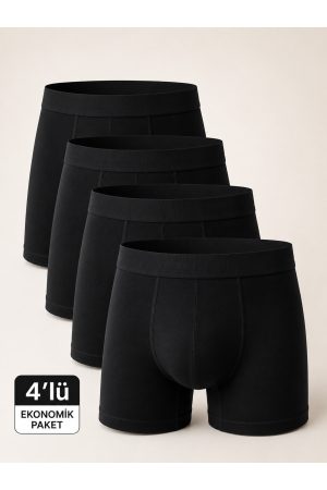 Ekomomik Erkek Boxer Çok Renkli Lastikli 4' lü