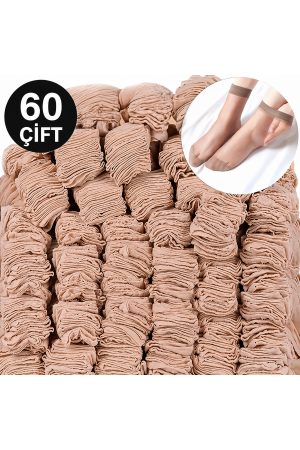 60 Çift Kadın Ten Tül Tek Kullanımlık Soket Çorap