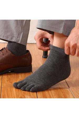 6 Çift Erkek Siyah-gri-füme Parmaklı Çorap