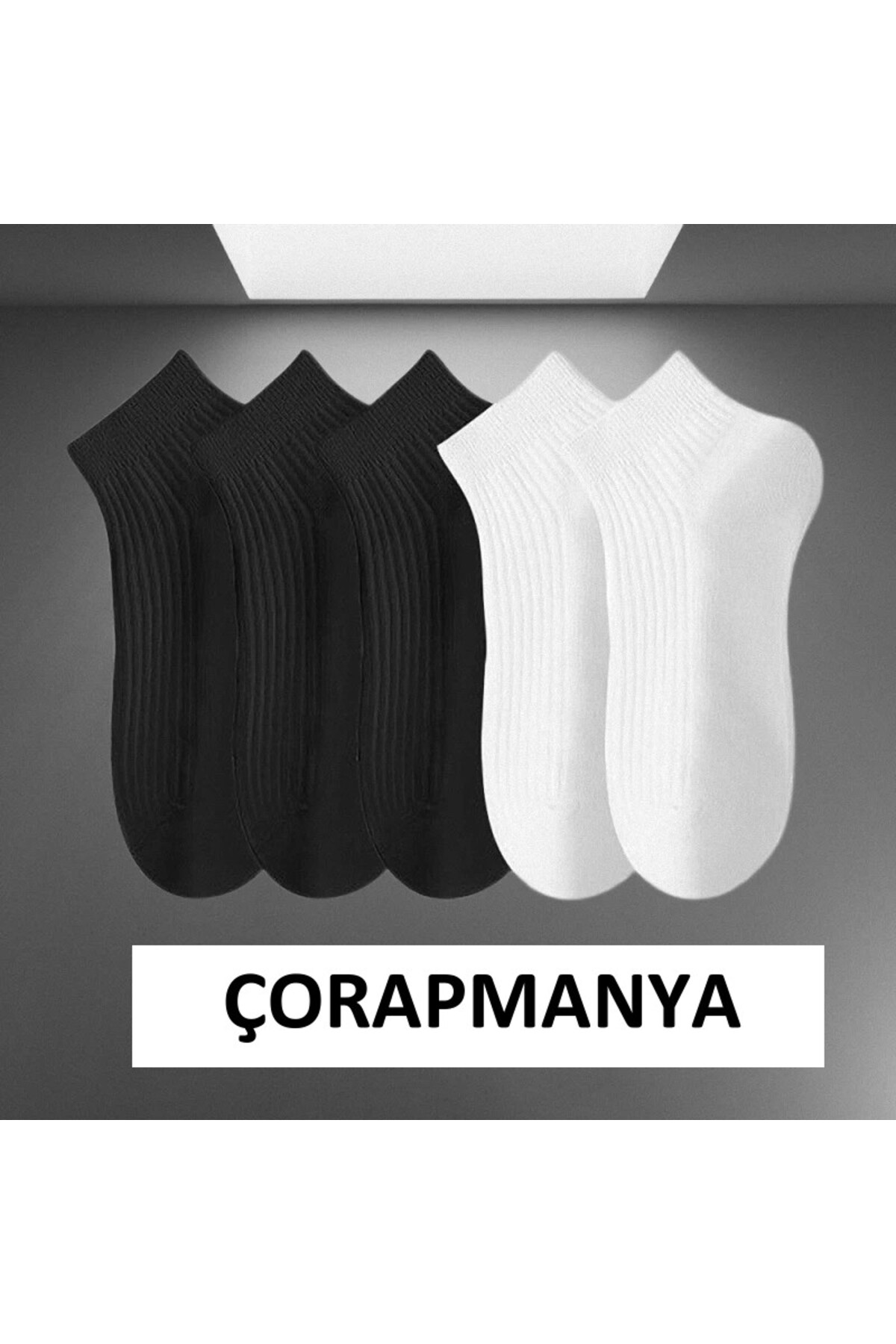 5 Çift Derby Desenli Beyaz Kadın Patik Çorap - Görsel 5