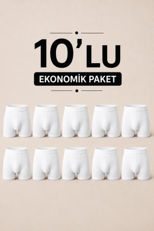 Ekomomik Erkek Boxer Çok Renkli Lastikli 10' lu