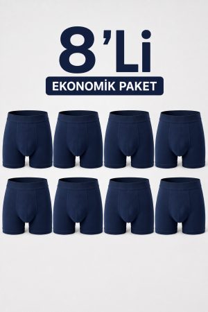 Ekomomik Erkek Boxer Çok Renkli Lastikli 8' li