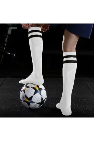 2 Çift Siyah - Beyaz Futbol Çorabı Dizaltı Çemberli Kaymaz + Nefes Alabilen + Pamuklu