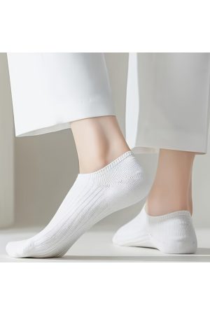 5 Çift Derby Desenli Siyah - Beyaz Erkek Görünmez / Sneaker Çorap