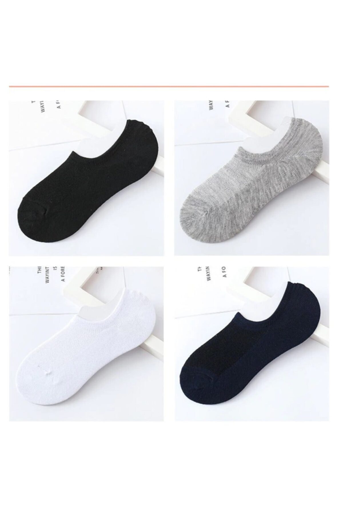 6 Çift Erkek Çok Renkli Görünmez (sneaker) Spor Ayakkabı Çorabı - Görsel 4